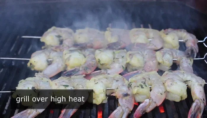 Grill shrimp on very high heat, for a few minutes per side until cooked through and nicely caramelized.