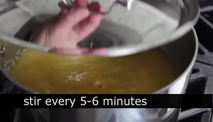 Cover the saucepan, set a timer for 30 minutes, and stir every 5-6 minutes.