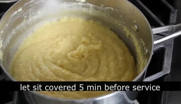Cover, let it sit on the back of the stove for 5 minutes.