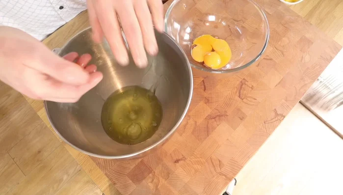 Separate egg yolks and whites. Whisk the egg yolks with sugar (or Xylitol) until the sugar is dissolved. (Note: you can skip separating and use whole eggs).