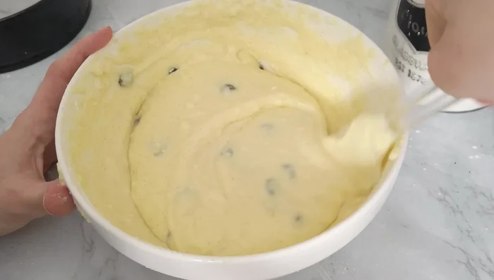 Pour batter into the prepared pan. [128.239]