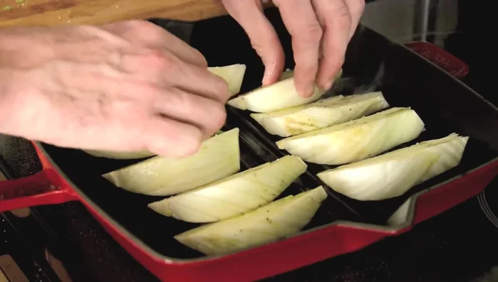 Grill the fennel in a grill pan for about 1.5 minutes per side, until you get nice grill marks.