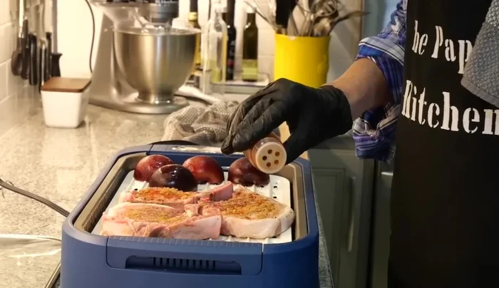 Remove the pork chops from the grill and let them rest for 5-10 minutes to reach an internal temperature of 145°F (63°C).