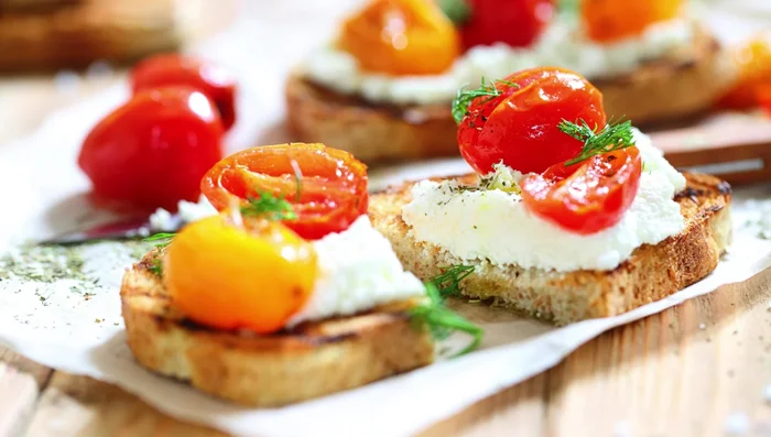 Toast the bread slices (about ½-¾ inch thick) on a grill pan or in the oven until golden and crisp.