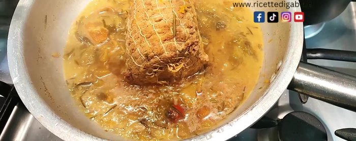 Remove the roast from the pan, and strain the sauce. Let the roast cool slightly before slicing to prevent crumbling.