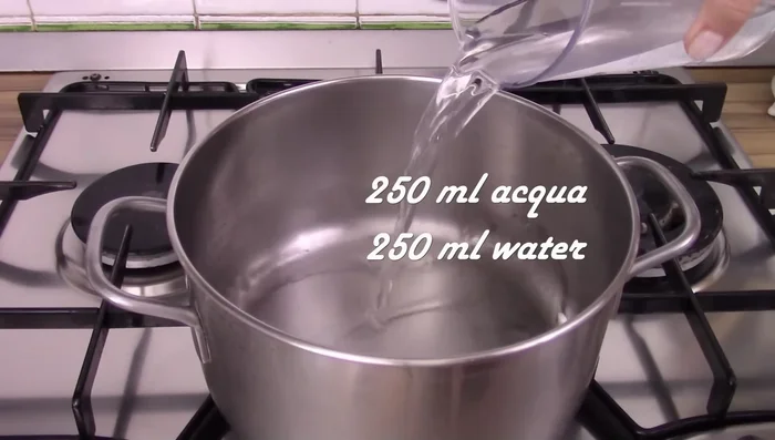 Prepare zeppolone base: Boil water, salt, and butter. Add flour and mix until smooth.
