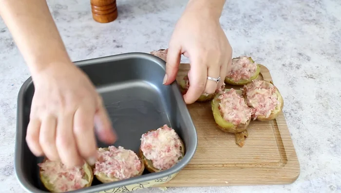 Place the stuffed potatoes in a lightly greased baking tray and bake in a preheated oven at 200°C for 10-15 minutes, or until the cheese is melted and bubbly and the bacon is cooked (if using).