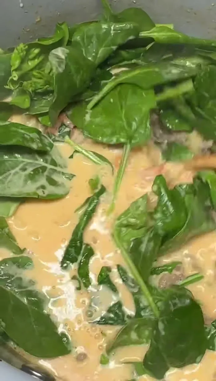 Stir in spinach.