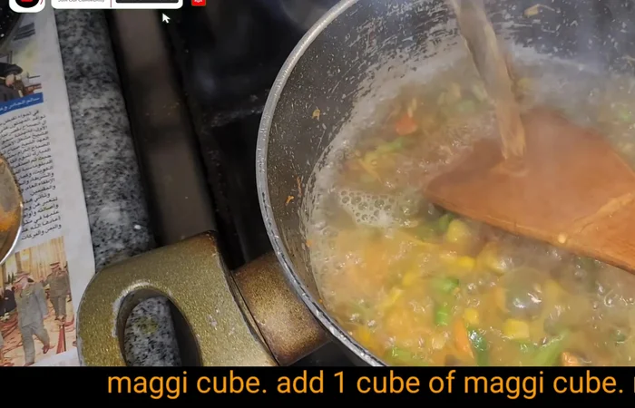 Add a Maggi cube and fry lightly.