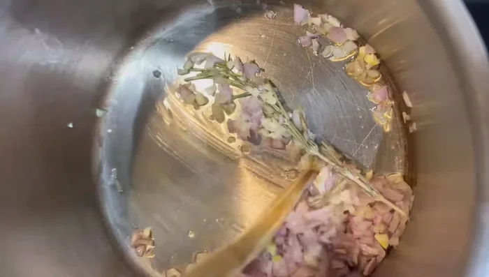 Add minced garlic and cook for a short while.