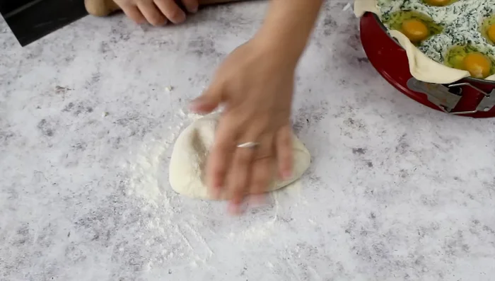 Roll out the smaller portion of dough and cover the pie. Trim excess dough and seal the edges. Add decorative elements.