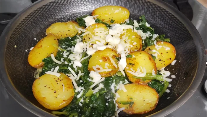 You can adjust the cooking time based on your preferred level of doneness for potatoes and spinach.
