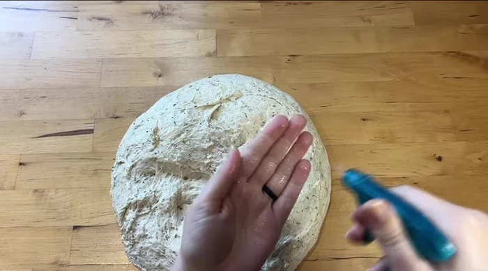 Shape the dough into a rectangle. Fold the sides into the middle, then roll it up from the bottom, tucking in the sides. Place seam-side down into a greased bread pan.