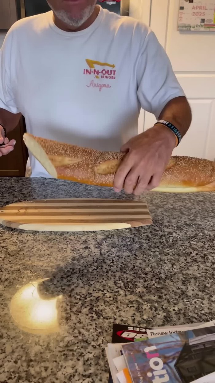 Let the Italian semolina bread sit out for a day. This enhances the flavor and texture.