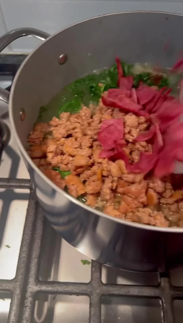 Put the meat back into the pot.