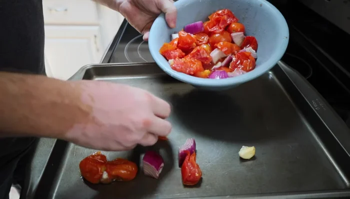 Spread the mixture on a baking sheet.