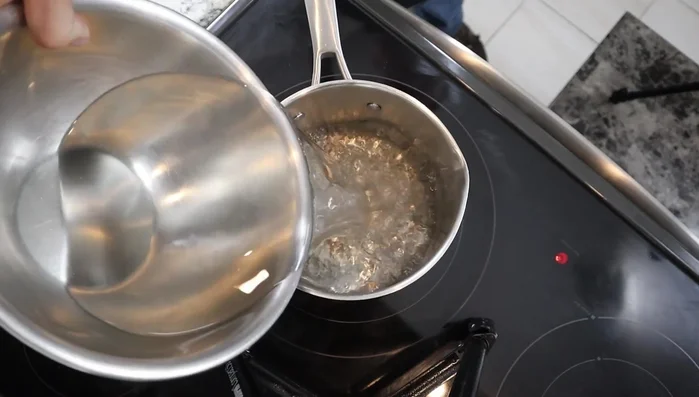 Boil potatoes: In a pot, boil russet potatoes (cut into large chunks) in salted water until tender. Drain and dry them in a 250°F oven for 10 minutes.
