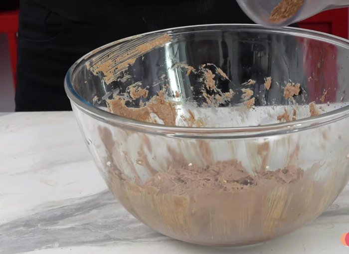 Combine this nut and cocoa mixture with the rest of the ingredients and mix well.