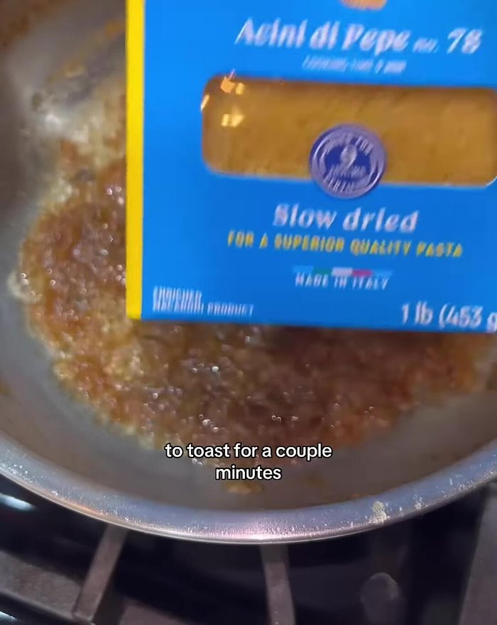 Add pastina and toast for a couple of minutes.