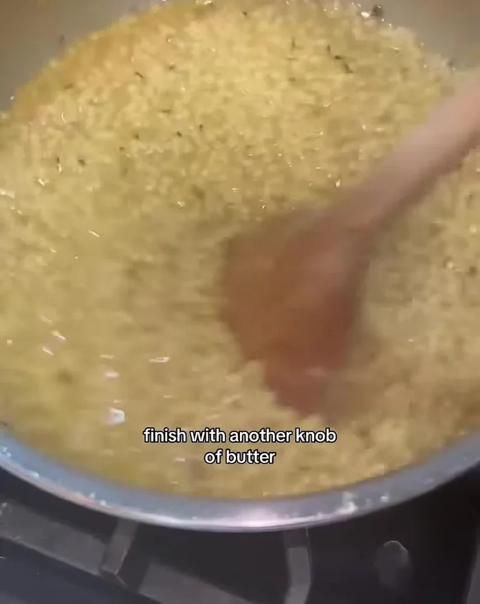 Once pastina is tender, stir in butter, grated parmesan and gruyere. Season with salt and pepper.