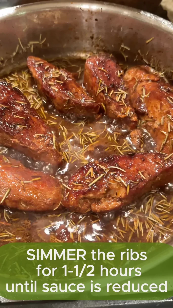 Simmer for 1 1/2 hours until the ribs are brown and fork-tender.