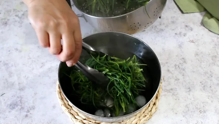 Shock the agretti: Immediately transfer the cooked agretti to a bowl of ice water to stop the cooking process and preserve color and crunch.