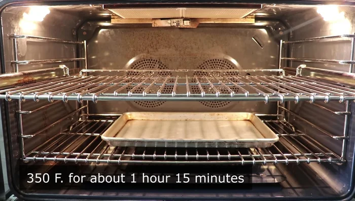 Bake at 350°F (175°C) for about 1 hour and 15 minutes, or until lightly browned and an internal temperature of 150°F (65°C) is reached.