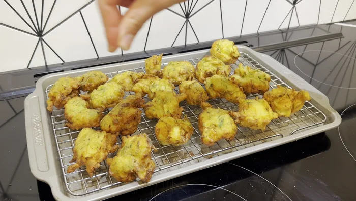 Sprinkle with salt immediately after frying.