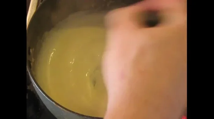 Once the mixture thickens, add water. It should thicken quickly.