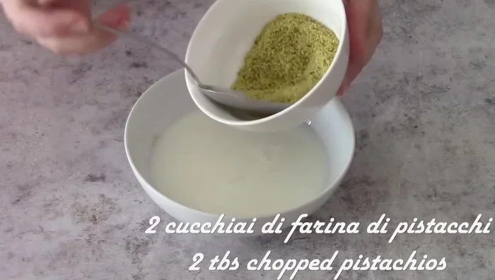 Make the pistachio cream: In a mixer, combine 150g milk and 30g pistachio flour/chopped pistachios. Add to the chicken, cover, and simmer for 10 minutes until thickened. Add a squeeze of lemon.