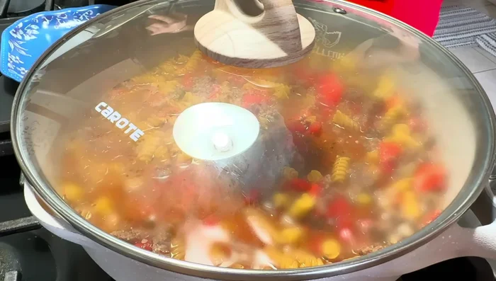 Cover and simmer for 15 minutes, or until pasta is cooked through.