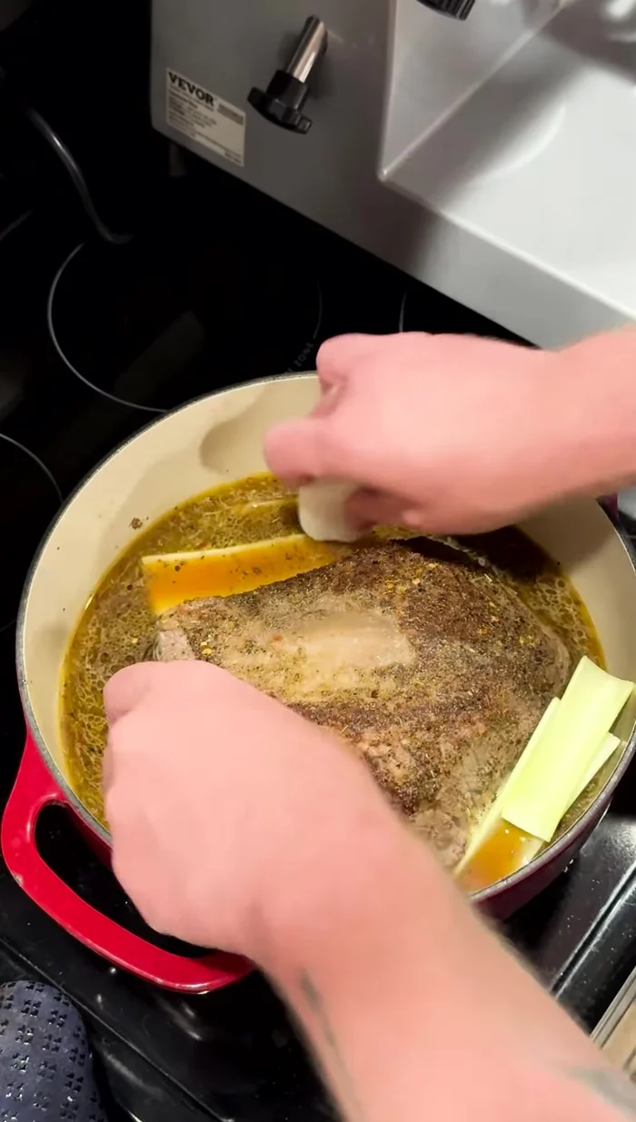 Cover with foil and bake for 1 hour. Then remove foil, uncover and cook for another 30 minutes.