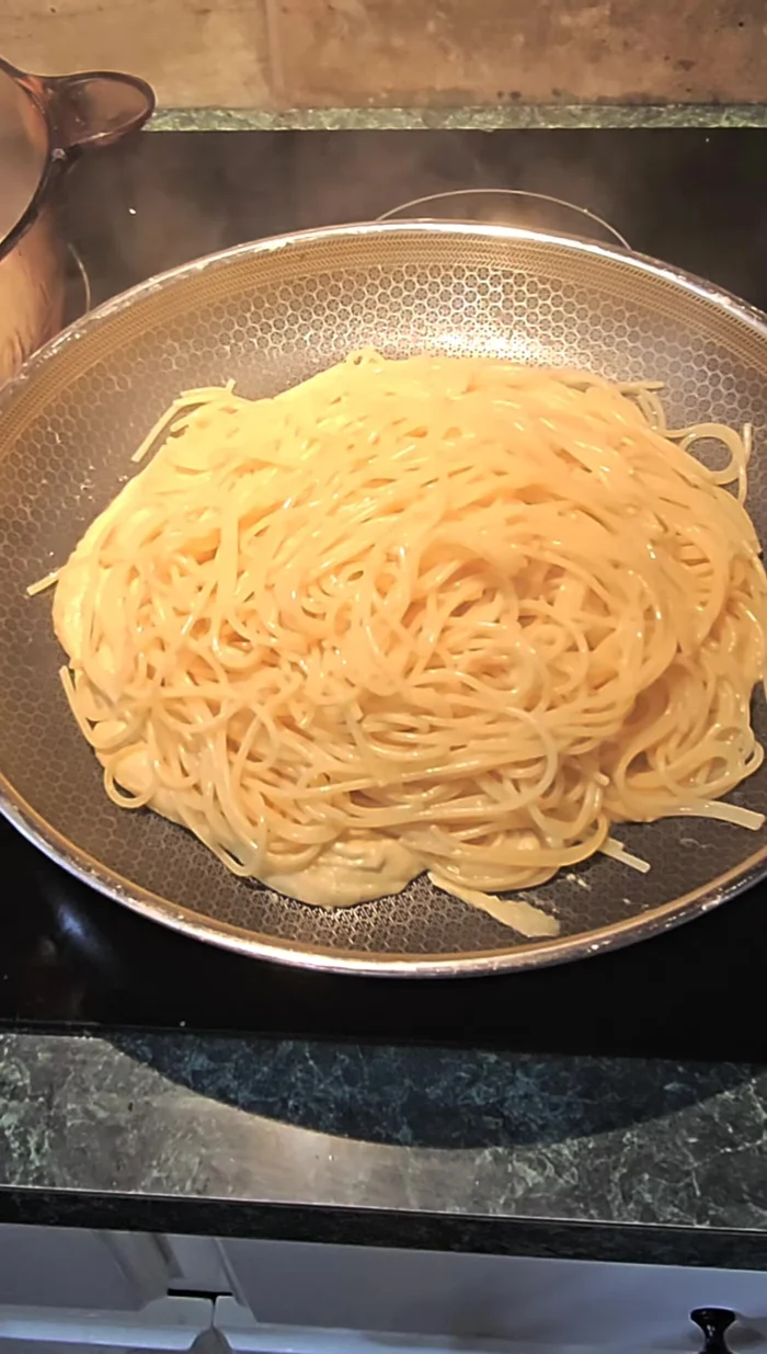 Add the hot cooked pasta to the sauce and toss to combine.