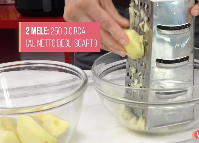Add 250g of grated apples. (Grate apples just before adding to the mixture for best results. You can prepare them in advance and moisten with lemon juice if preferred.)