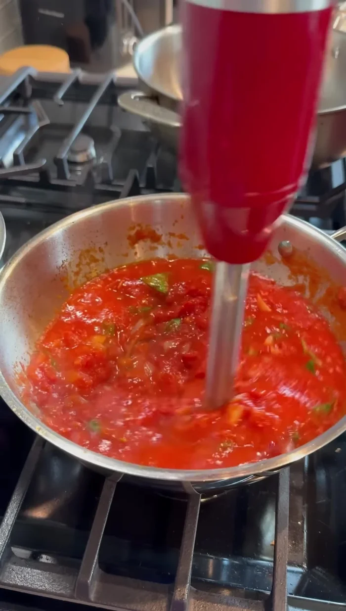 Puree the sauce using a stick blender until smooth.