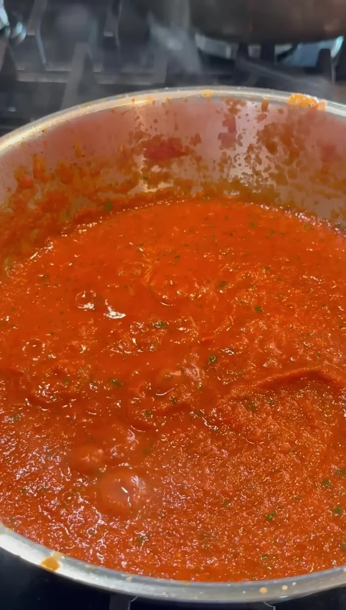 Let the pureed sauce simmer for a few more minutes.