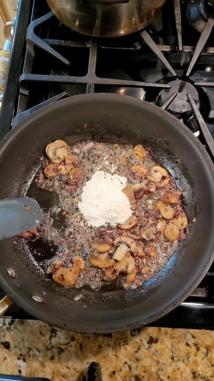 Stir in flour and cook until no longer raw.