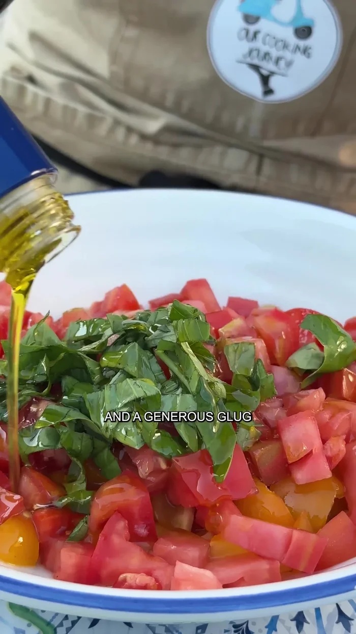 Add a generous amount of extra virgin olive oil.