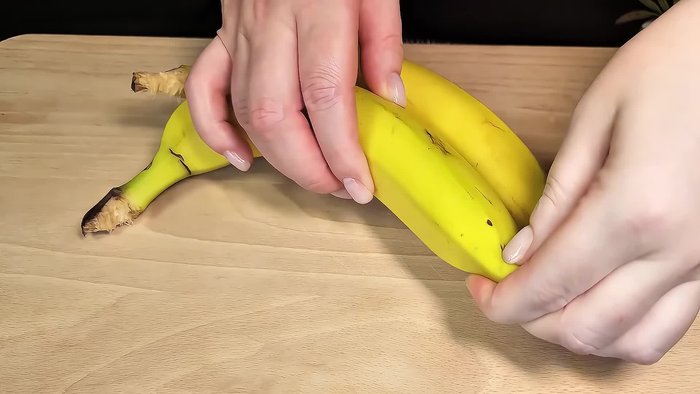 Start by getting your milk and banana ready.