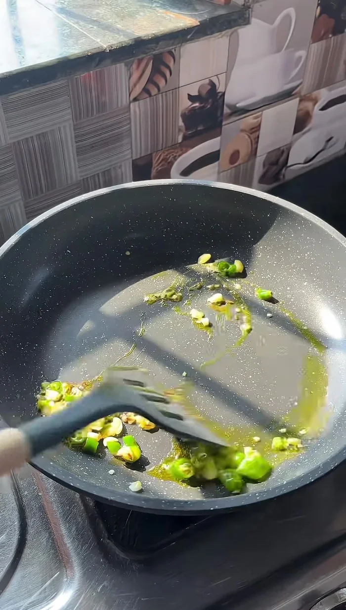 Add chopped onion and fry everything nicely.