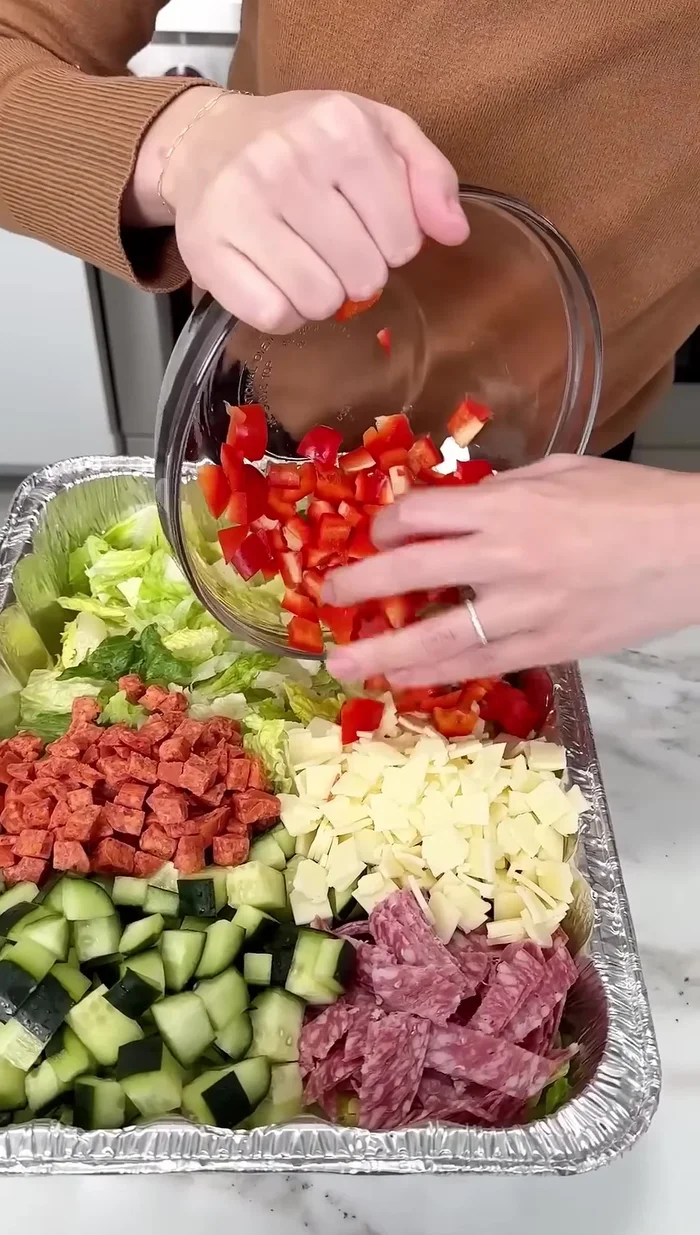 Add one diced red bell pepper.