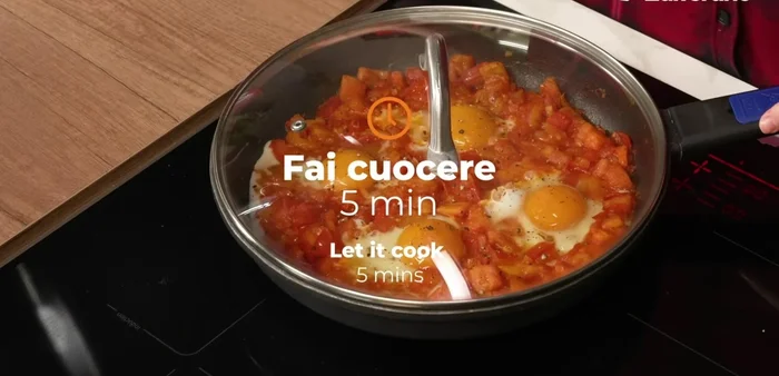 Cover the pan and cook for 5 minutes. (You can adjust cooking time to your preferred egg doneness).