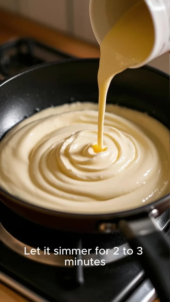 Add 30g of grated Parmesan cheese and stir until the sauce thickens slightly. Add pasta water if too thick.